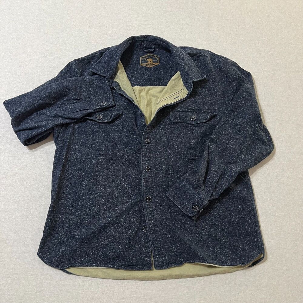 Freedom Foundry Mens XL Blue Speckled Heavyweight Flannel Shirt Workwear